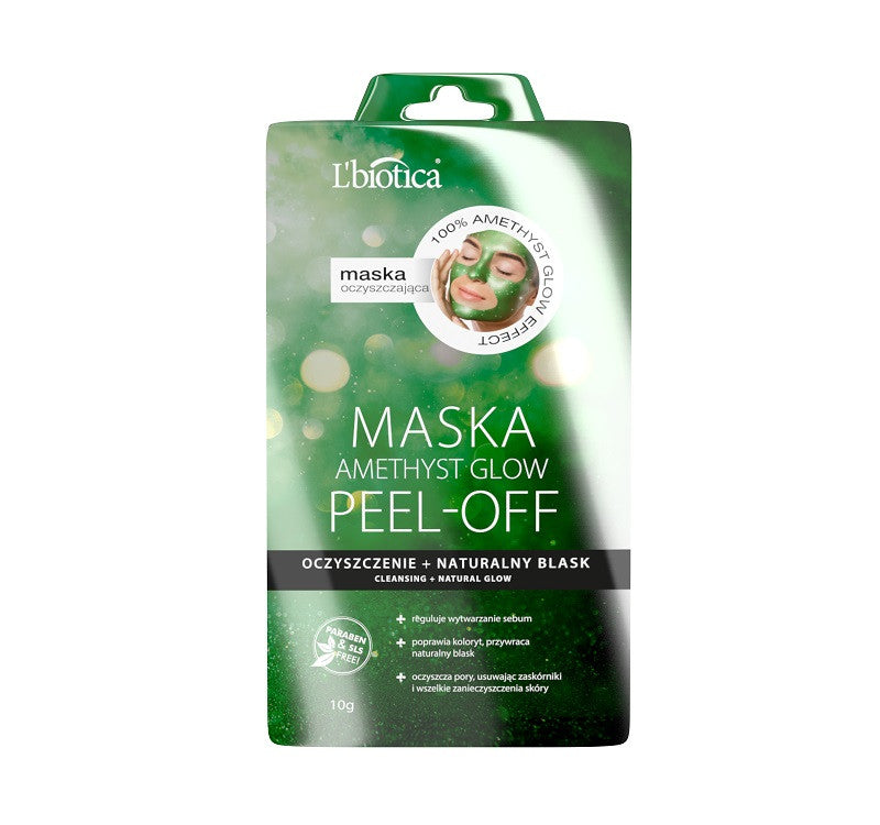 L'biotica AMETHYST GLOW - maseczka peel-off do twarzy, oczyszczenie i naturalny blask, poj. 10 g