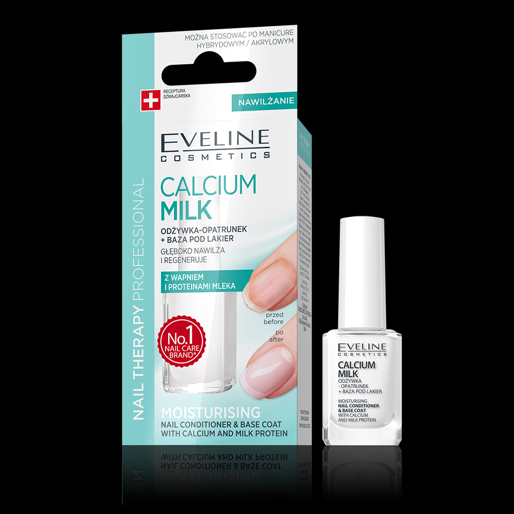 Eveline Nail Therapy Professional - CALCIUM MILK, odżywka-opatrunek do paznokci z wapniem i proteinami mleka, poj. 12 ml