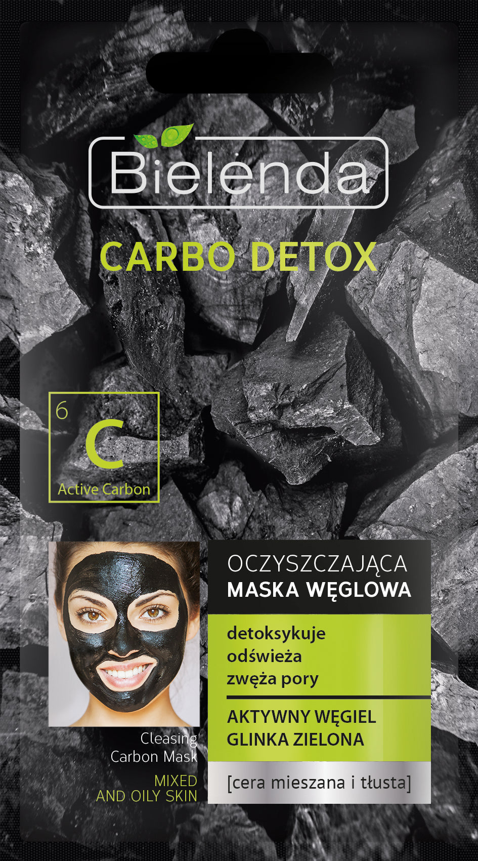 Bielenda CARBO DETOX - oczyszczająca maska węglowa do cery mieszanej i tłustej, poj. 8 g