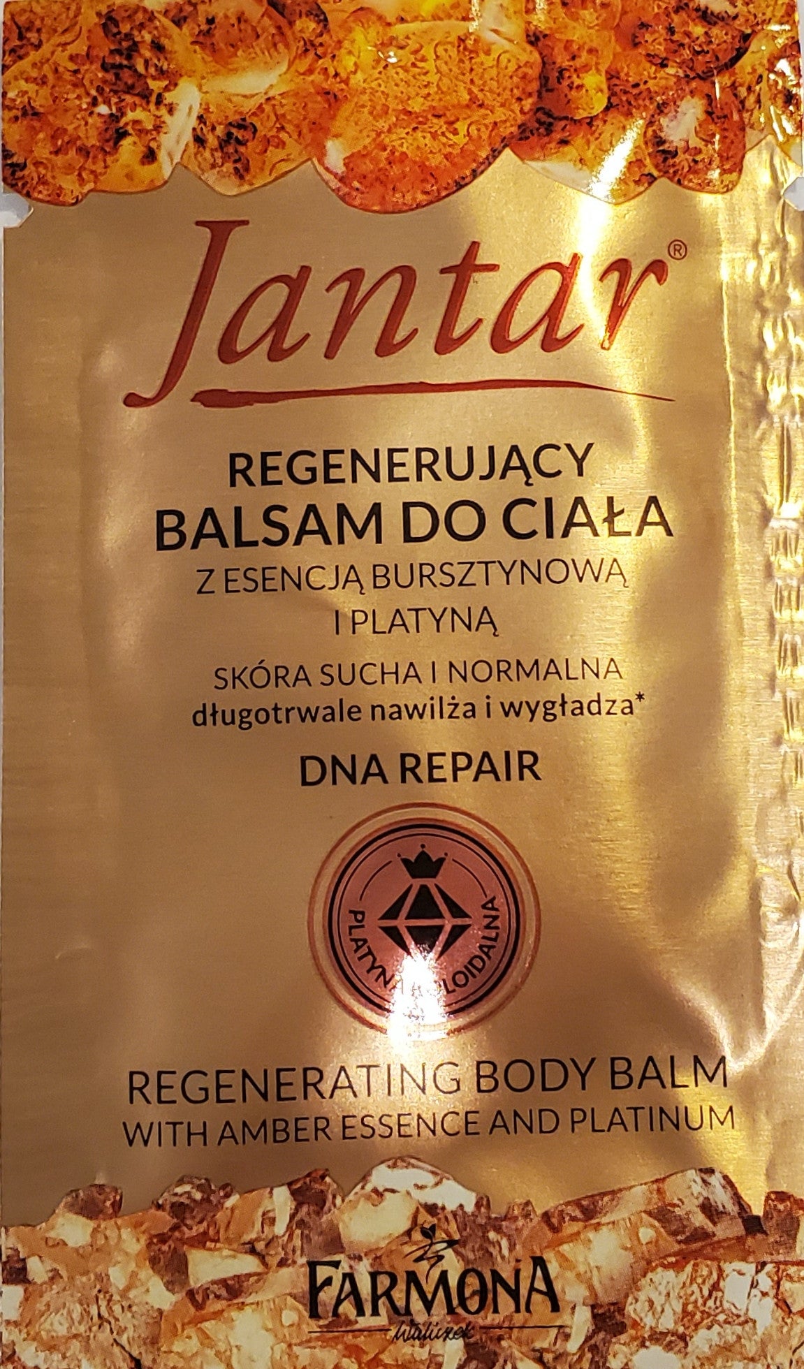 Jantar Ciało - regenerujący balsam do ciała z esencją bursztynową i platyną, DNA REPAIR, poj. 5 ml ***TESTER***