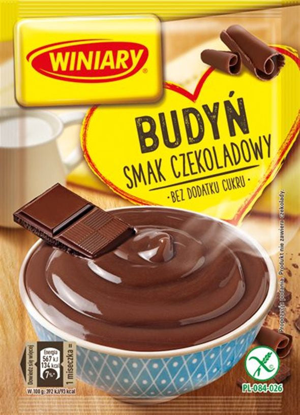Winiary - chocolate flavored pudding without sugar, net weight: 38 g
