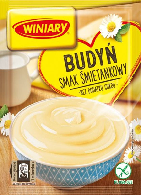 Winiary - budyń o smaku śmietankowym bez cukru , masa netto: 35 g