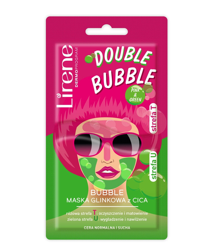 Lirene Bubble - clay mask with Cica, normal and dry skin, capacity 5 g + 5 g