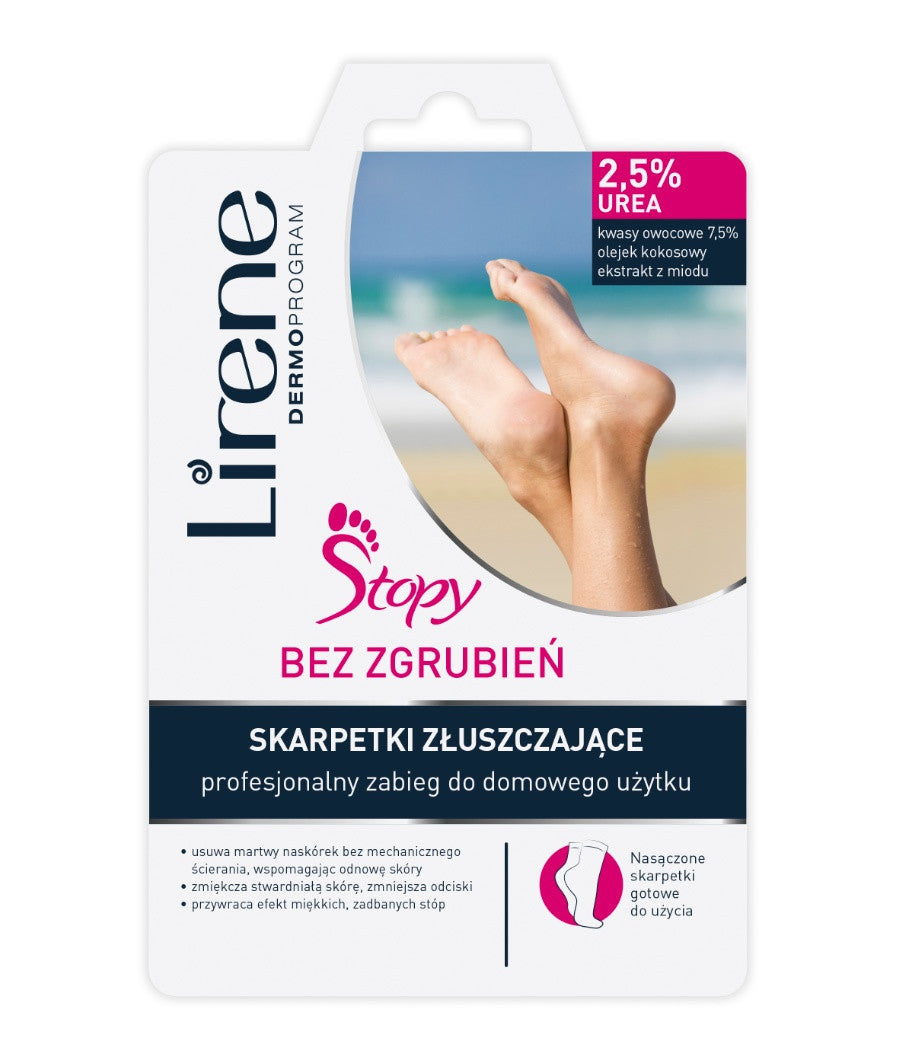 Lirene Stopy Bez Zgrubień - SKARPETKI ZŁUSZCZAJĄCE, profesjonalny zabieg do samodzielnego wykonania w domu, zestaw do 1 zabiegu