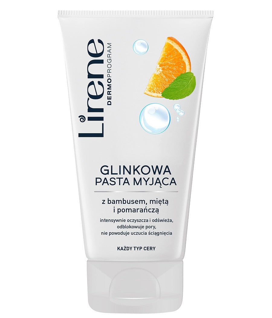 Lirene Pielęgnacja Oczyszczająca - glinkowa pasta myjąca z bambusem, miętą i pomarańczą, poj. 150 ml
