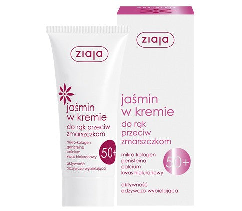 Jasmine anti-wrinkle hand cream 50+, 50 ml capacity.