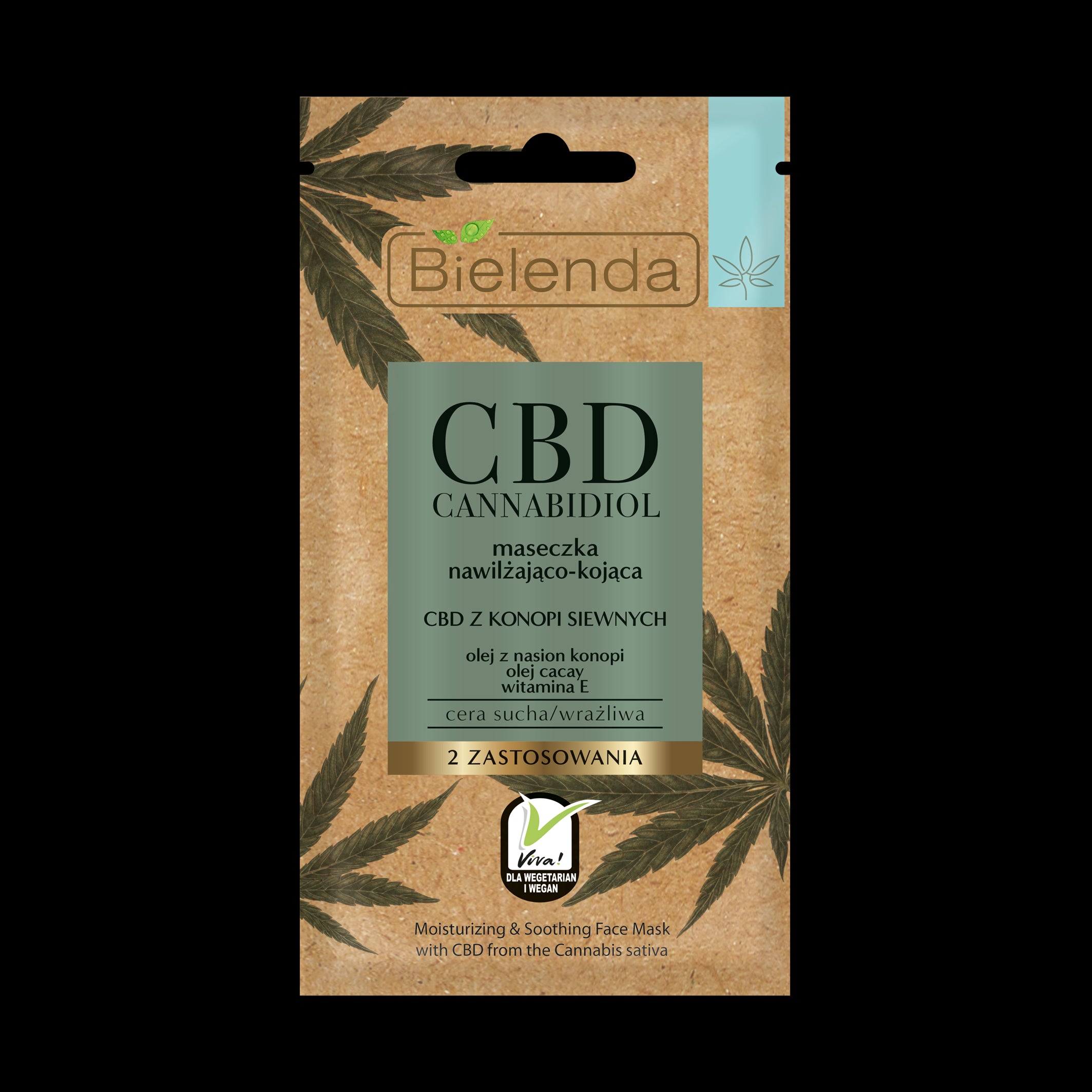 Bielenda CBD Cannabidiol - moisturizing and soothing mask with CBD from hemp seed for dry and sensitive skin, capacity 8 g
