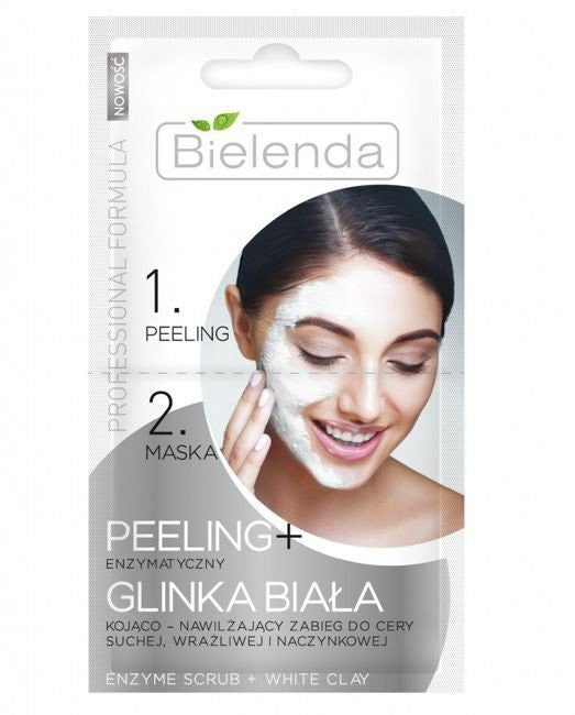 Bielenda Professional Formula -  peeling enzymatyczny + glinka biała, kojąco-nawilżający zabieg. poj. 2 x 5 g