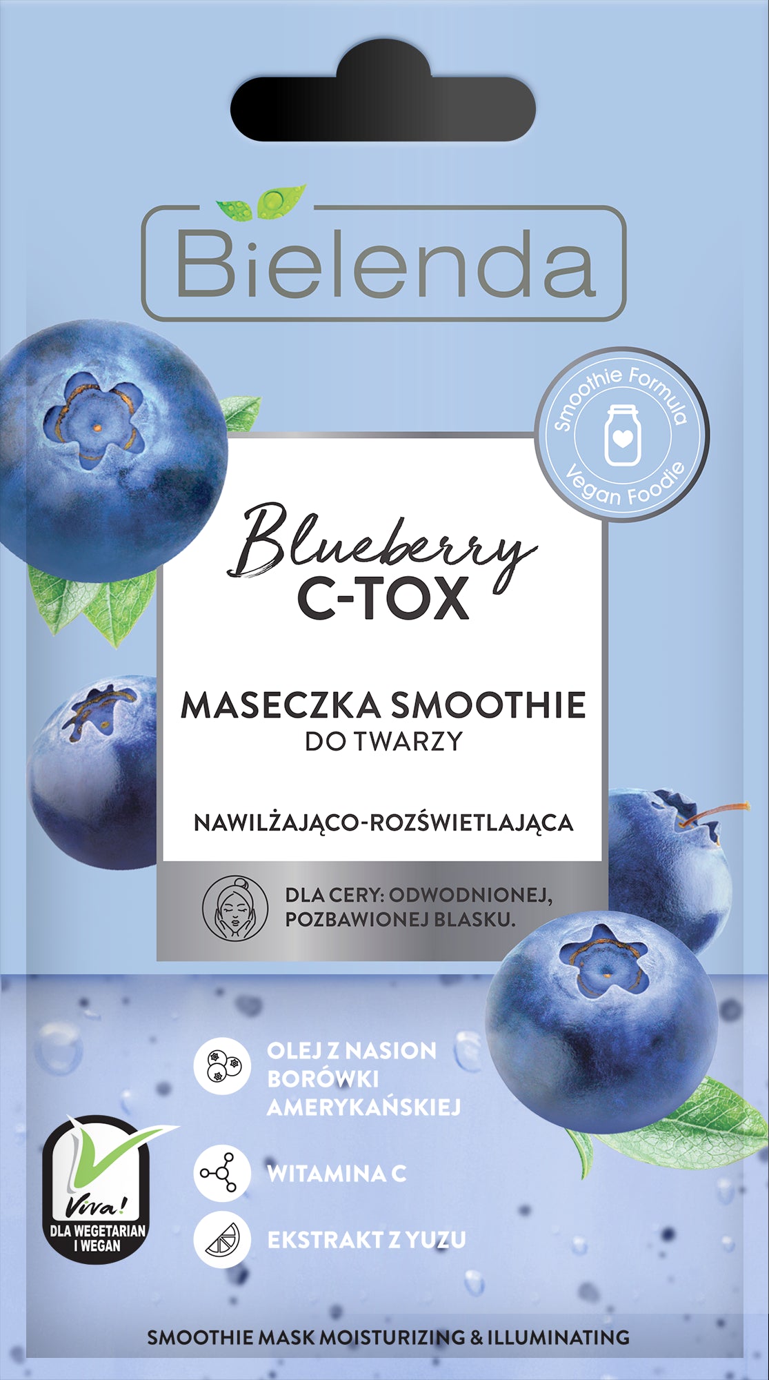 Bielenda BLUEBERRY C-TOX Moisturizing and Illuminating Smoothie Mask, capacity 8 g