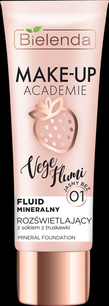 Bielenda MAKE-UP ACADEMIE VEGE FLUMI - Illuminating mineral fluid - light beige 01, capacity 30 g