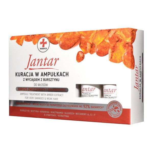 Jantar Medica - treatment in ampoules with amber extract for damaged hair, capacity 5 x 5 ml