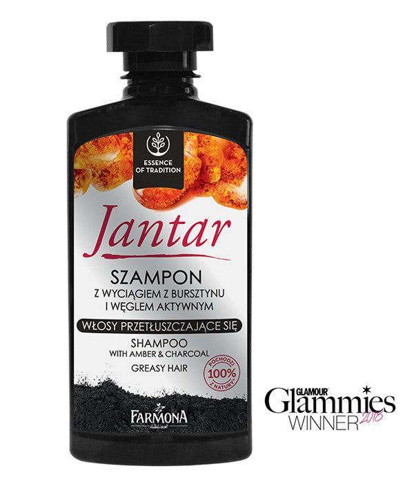 JANTAR - Szampon detoksykujący z wyciągiem z bursztynu i węglem aktywnym do włosów przetłuszczających się, poj. 330ml