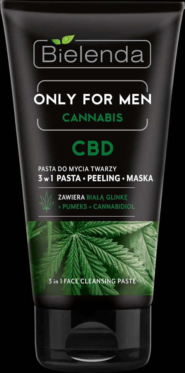 Bielenda ONLY FOR MEN, CANNABIS CBD facial cleansing paste 3 in 1: paste, scrub, mask, capacity 150 g