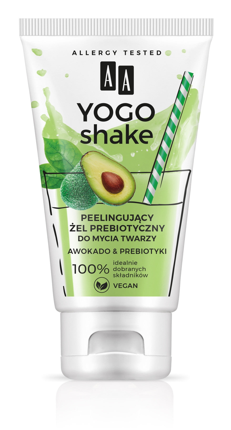 AA YOGO SHAKE - Scrubbing Gel for Face Wash, Prebiotic, Avocado & Prebiotics, 150 ml
