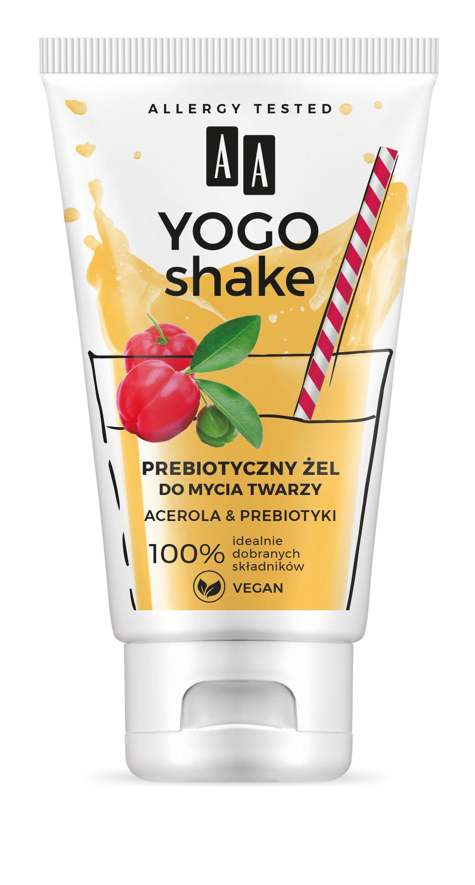 AA YOGO SHAKE Facial Cleansing Gel, Prebiotic, ACEROLA & PREBIOTICS, capacity 150 ml