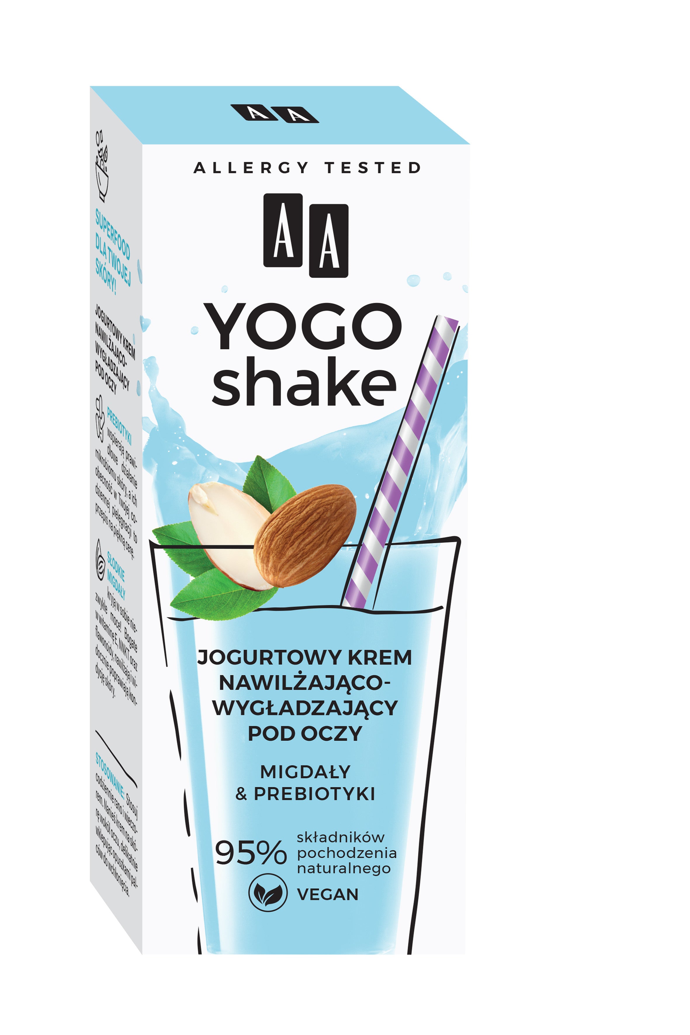 AA YOGO SHAKE - Hydrating & Smoothing Eye Cream, Yoghurt, Almond & Prebiotic, 15 ml