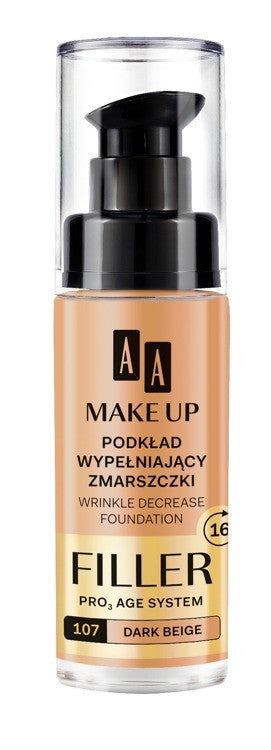 AA MAKE UP - wrinkle-filling foundation, no. 107 dark beige, capacity 30 ml