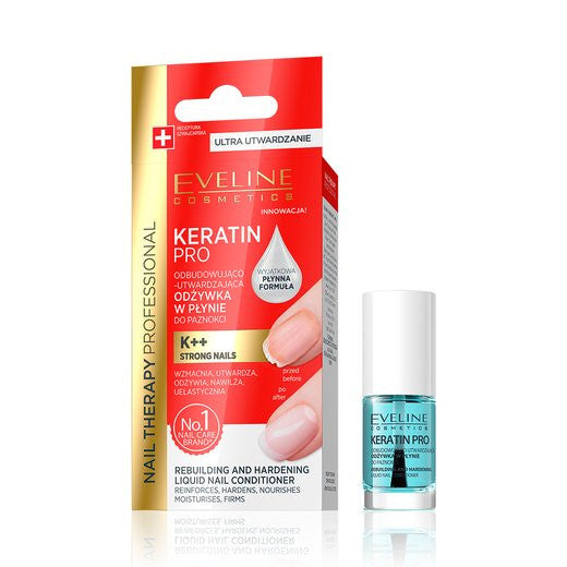 Eveline Nail Therapy Professional - KERATIN PRO, rebuilding and hardening liquid nail conditioner, volume 5 ml