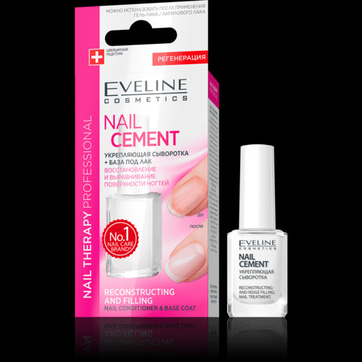 Eveline Nail Therapy Professional - NAIL CEMENT, filler conditioner + varnish base, 12 ml