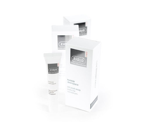 Ziaja Med - anti-edema eye gel, 15 ml capacity.