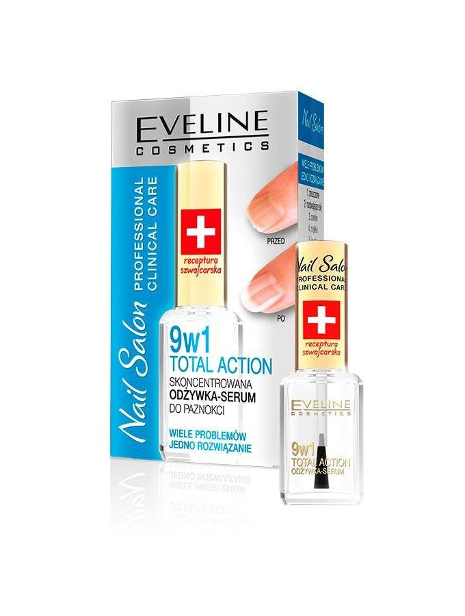 Eveline Nail Salon Professional Clinical Care - TOTAL ACTION 9in1, concentrated conditioner-serum for nails, volume 12 ml
