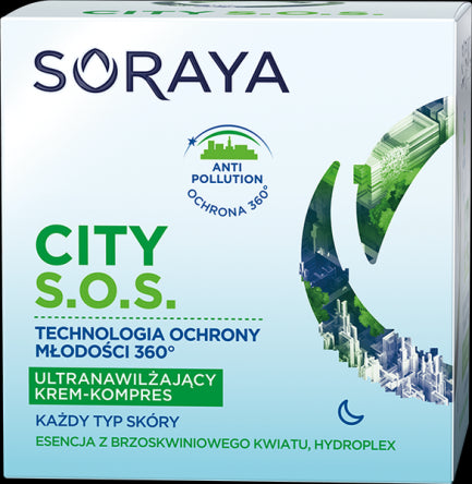 Soraya CITY S.O.S. - ultranawilżający krem – kompres na noc do każdego rodzaju skóry, poj. 50 ml
