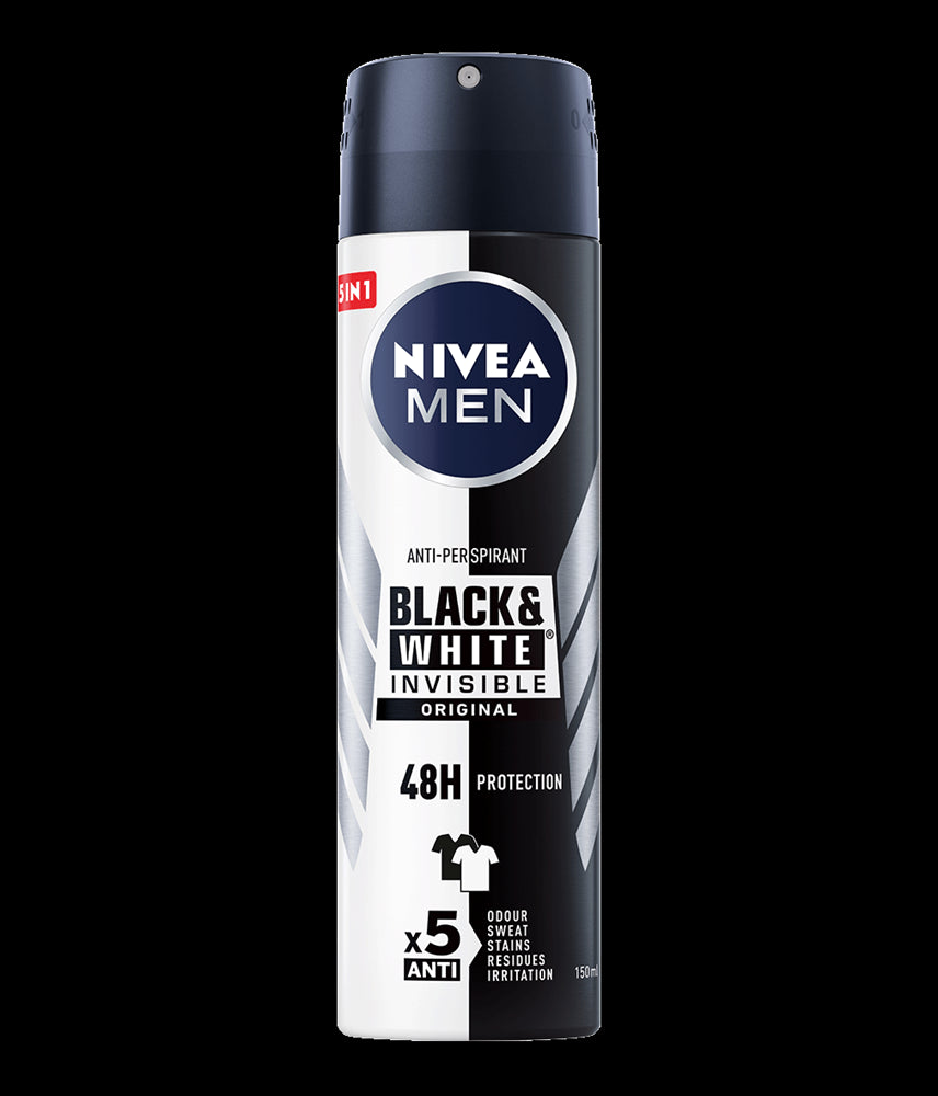 NIVEA Men Black & White Invisible Original 48 h - body antiperspirant spray, 150 ml capacity