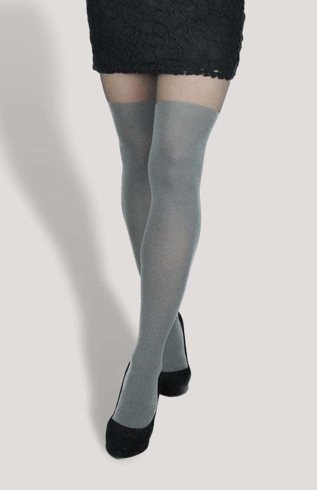 Grey Mock Over-the-Knee Tights - TANCIA 11