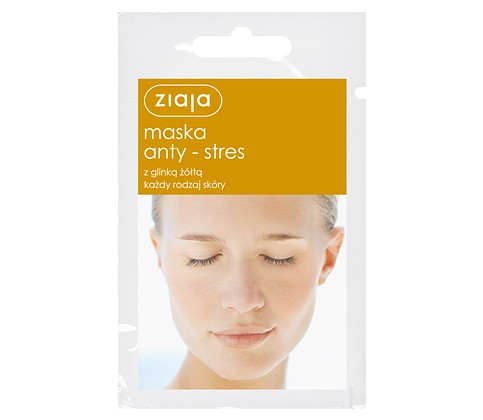 Anti-stress mask with yellow clay, 7 ml capacity.