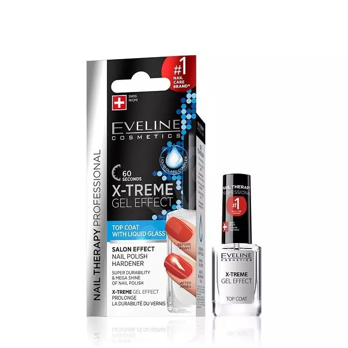Eveline Nail Therapy Proffessinal- X-Treme Gel Effect Liquid Glass Top Coat, volume: 0.41 fl oz (12 ml)