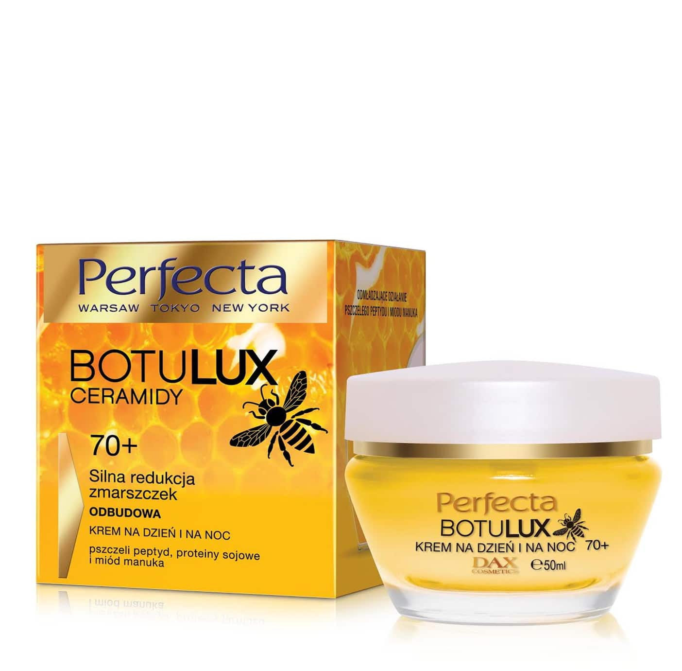 Perfecta Botulux Ceramidy - silna redukcja zmarszczek, odbudowa, krem na dzień i na noc 70+, poj. 50 ml