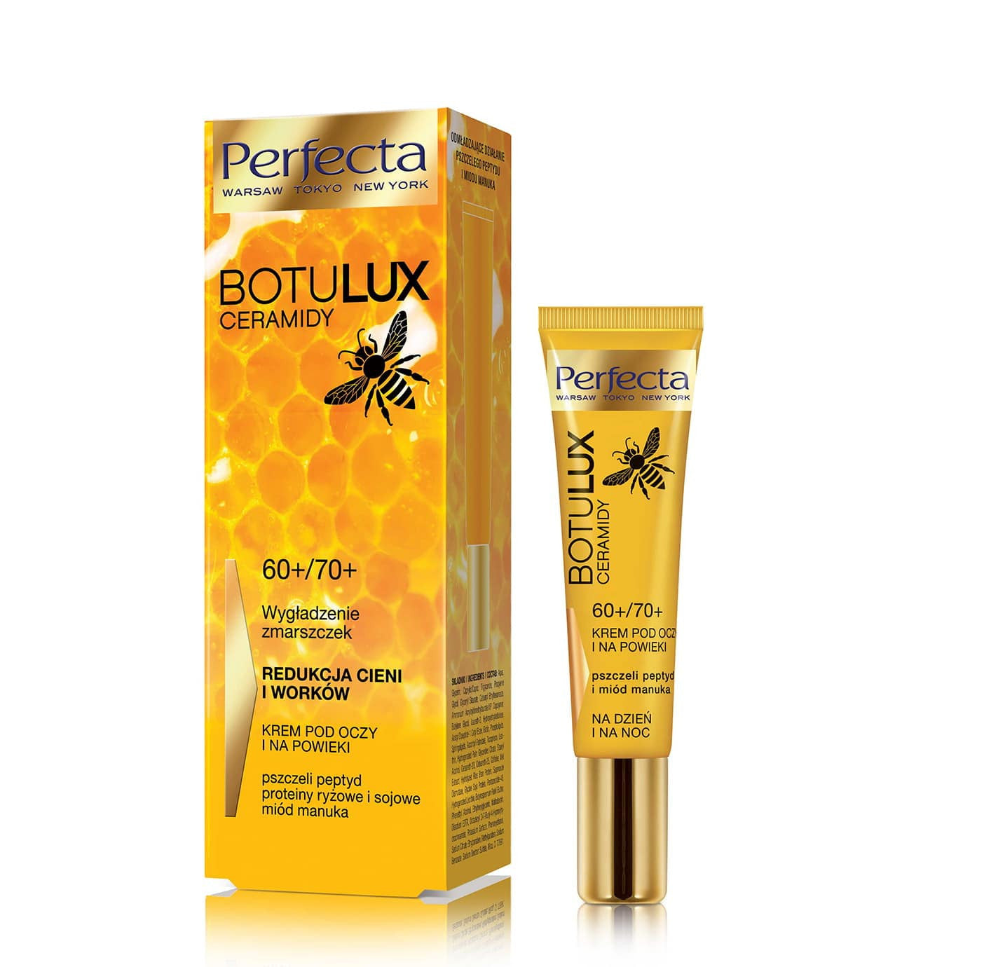 Perfecta Botulux Ceramidy - wygładzenie zmarszczek, redukcja cieni i worków, krem pod oczy i na powieki 60+/70+, poj. 15 ml