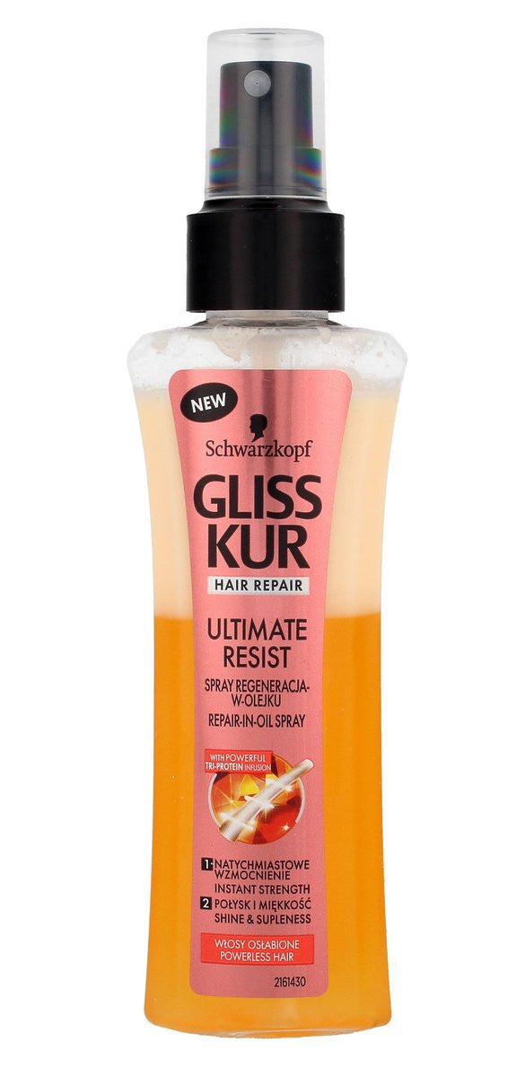 Gliss Kur Ultimate Resist - Bi-Phase Repair Spray in Oil for Weakened Hair, Volume 100 ml