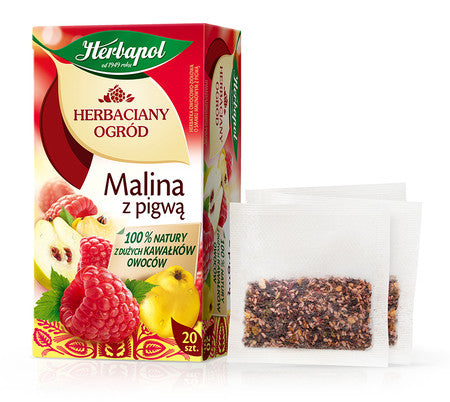 Tea Garden - Raspberry with quince, fruit and herbal tea, net weight: 1.9 oz (20 sachets x 0.095 oz)