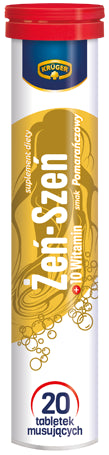Kruger Ginseng + 10 vitamins - orange flavored effervescent tablets, 20 pcs.