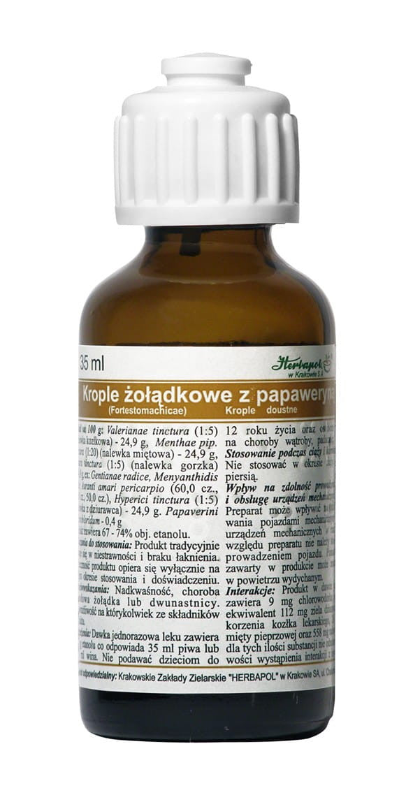 Stomach drops with papaverine, (Fortestomachicae) liquid, 35 ml capacity