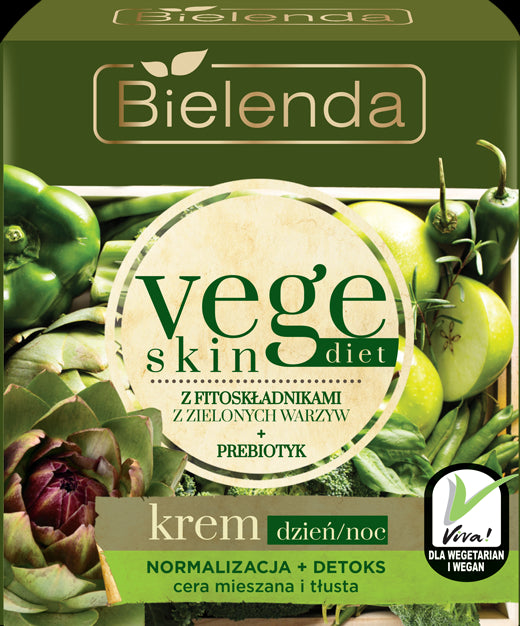 Bielenda Vege Skin Diet - NORMALISATION + DETOX cream for combination and oily skin, size 50 ml
