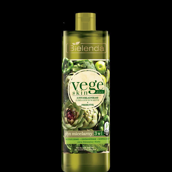 Bielenda Vege Skin Diet – Płyn micelarny NORMALIZACJA + DETOKS cera mieszana i tłusta, poj. 500 ml