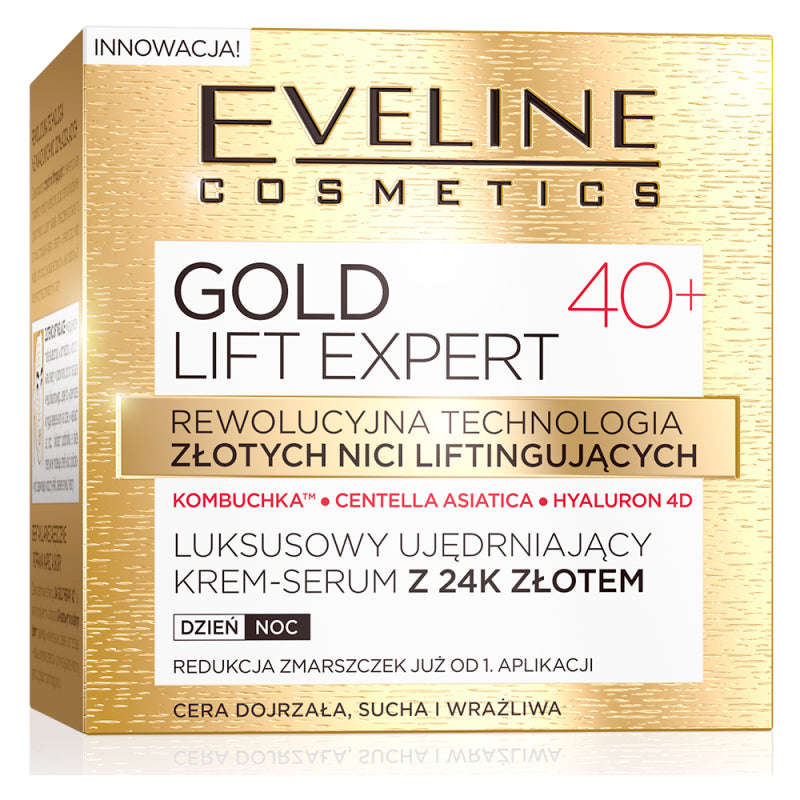 Eveline GOLD LIFT EXPERT  Luksusowy ujędrniający krem-serum z 24k złotem 40+, na dzień i na noc, poj. 50 ml