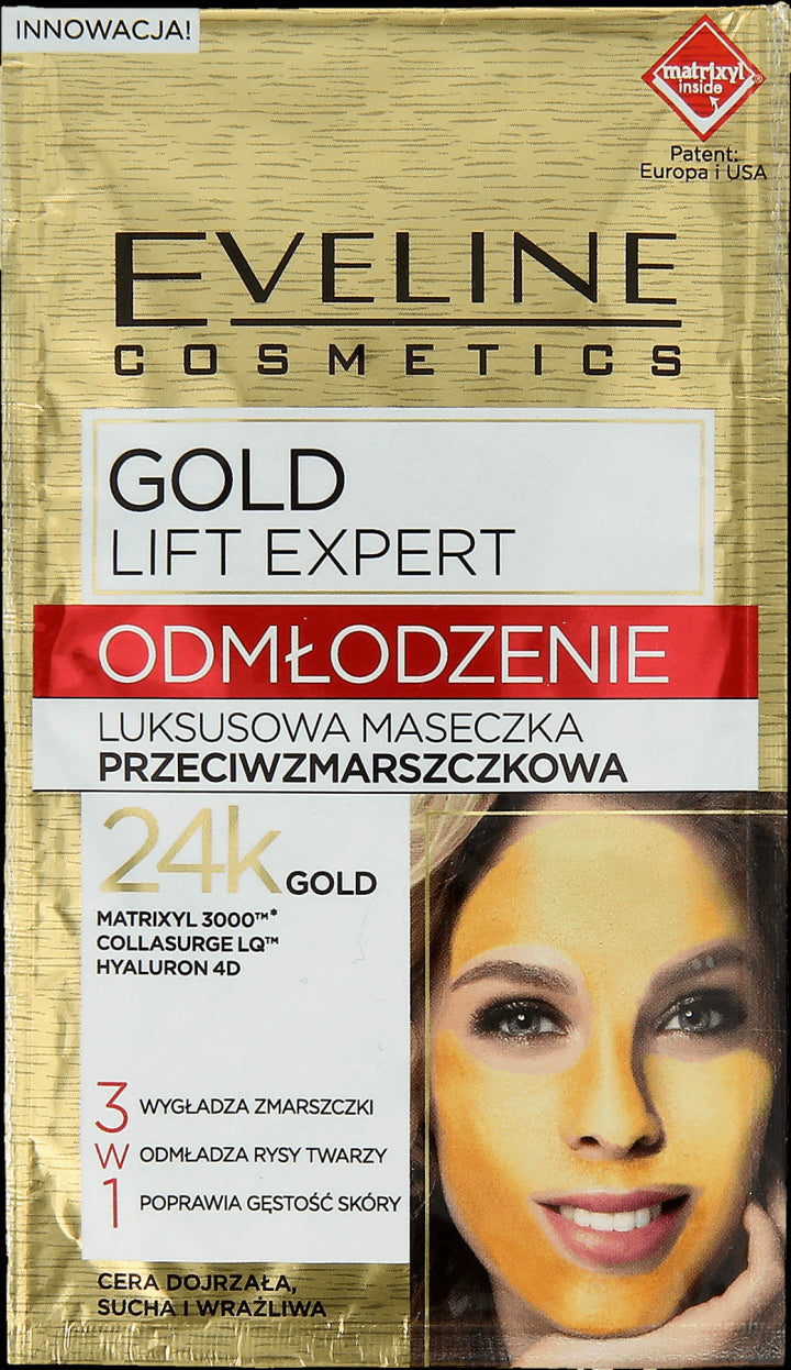Eveline Gold Lift Expert - luxurious 3-in-1 anti-wrinkle mask, 7 ml capacity