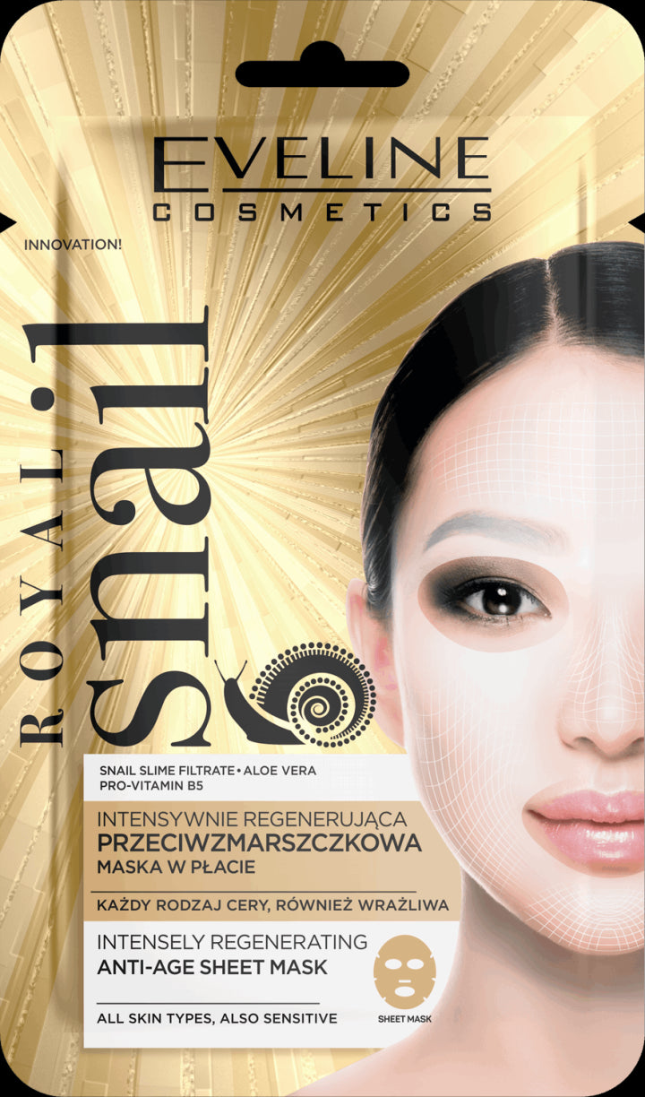 Eveline Royal Snail - intensywnie regenerująca maska w płacie anti-age, 1 szt