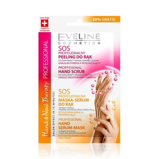 Eveline Hand & Nail Therapy Professional - SOS profesjonalny peeling i maska do rąk, poj. 2 x 6 ml