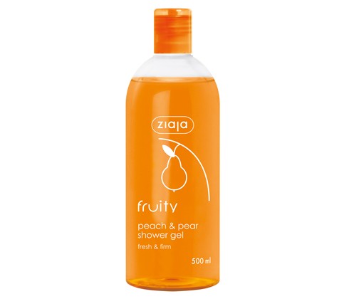 Shower soap-peach pear, 500 ml capacity.