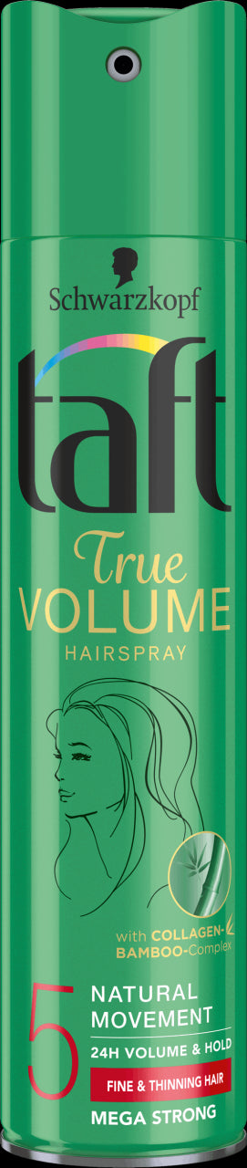 Taft True Volume - mega strong hairspray for all hair types (mega strong), capacity 250 ml