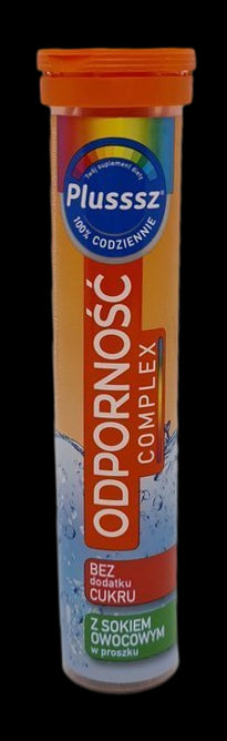 Plusssz Odporność - Complex 100%, effervescent tablets with fruit juice powder, dietary supplement, 20 tablets