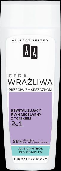 AA Cera Wrażliwa - rewitalizujący płyn micelarny z tonikiem 2w1 do cery wrażliwej przeciw zmarszczkom, poj. 200 ml