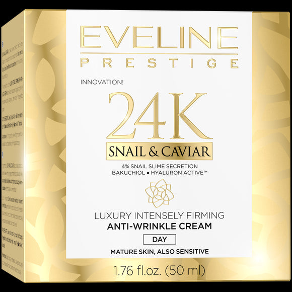 Eveline Prestige 24K Snail & Caviar - luxurious Intensively firming anti-wrinkle day cream, 50 ml