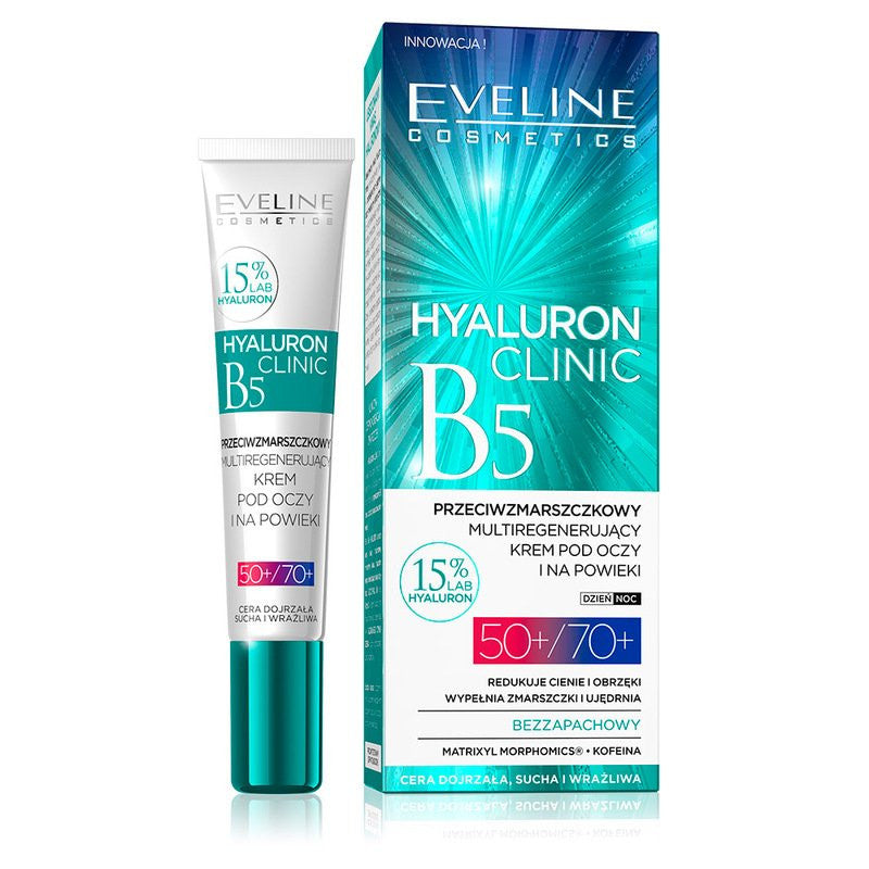Eveline Hyaluron Clinic - przeciwzmarszczkowy multiregenerujący krem pod oczy i na powieki 50+/70+, poj. 20 ml