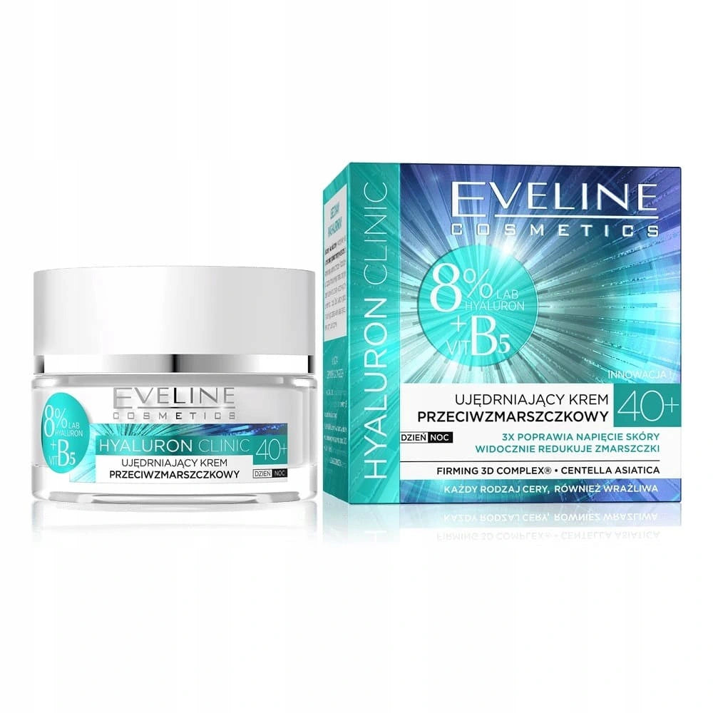 Eveline Hyaluron Clinic - Ujędrniający krem przeciwzmarszczkowy 40+ na dzień i na noc, poj. 50 ml