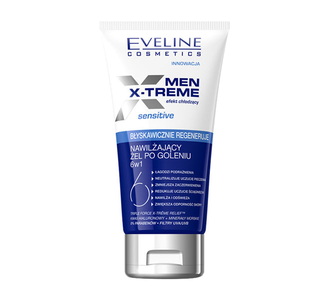 Eveline Men X-Treme - nawilżający żel po goleniu SENSITIVE 6w1, poj. 150 ml